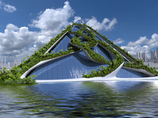 Futuristic city green architecture - 418417324