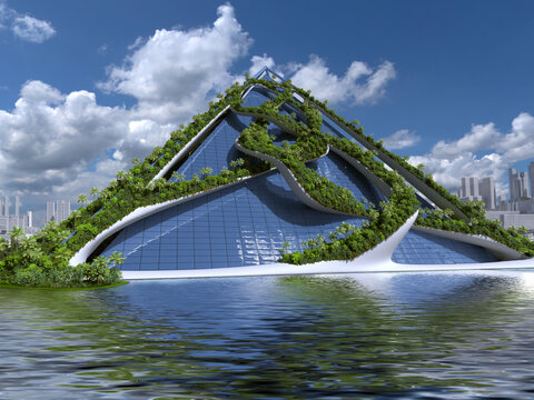 Futuristic city green architecture