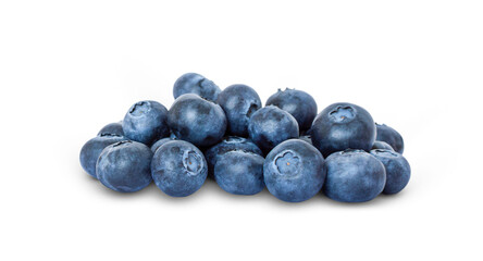 many blueberries isolated on a white background.