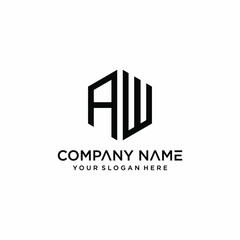 aw letter logo design template