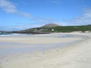 Tangasdale beach, Isle of Barra, at low tide on a sunny summer's day 