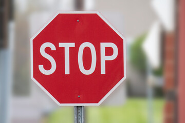stop sign on blurred background