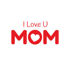 Love you mom card. Hand drawn Mother's Day background. Ink illustration. Modern brush calligraphy. Lettering Happy Mothers Day. Hand-drawn card with heart.