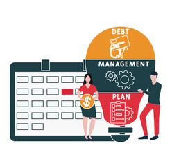 Flat design with people. DMP - Debt Management Plan. acronym, business concept background.   Vector illustration for website banner, marketing materials, business presentation, online