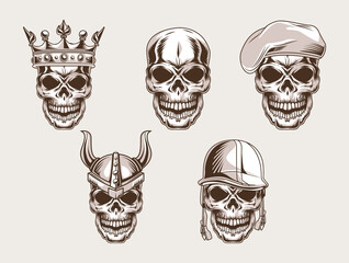 skulls heads set