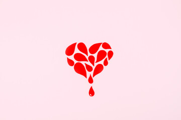 World Hemophilia Day background. Hemophilia awareness poster. Red drops heart and text World...