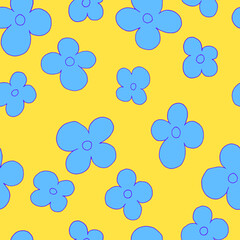 Fototapeta na wymiar seamless pattern simple flowers botanical illustration for background, wallpaper, textile, fabric, clothing, paper, postcar