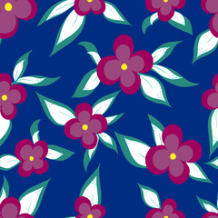 seamless pattern flowers with leaves.Botanical illustration for background, wallpaper, textile, fabric, clothing, paper, postcards