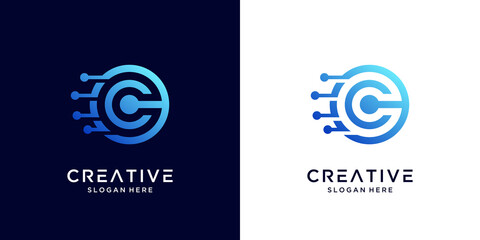Creative Letter C logo design technology