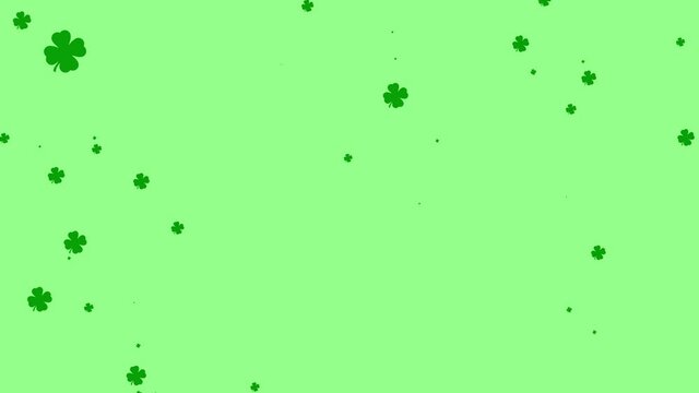 4 Leaf Clover Saint Patrick's Day 17 march Ireland green Background seamless loop Shamrock