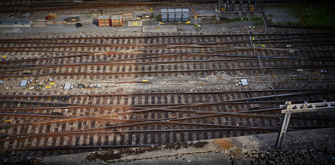 Dynamic composition. Railway tracks. Top view