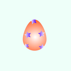 a beautiful Easter egg with star patterns is isolated on a light blue background