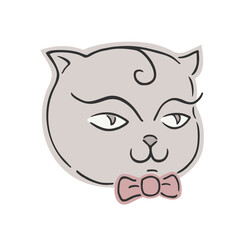 Elegant cat with tie draw