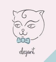 Elegant cat with tie draw