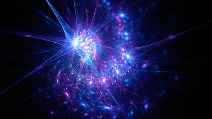 Abstract background, smooth multicolored lines on a black background.