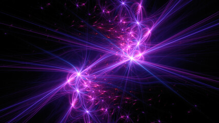 Fototapeta premium Abstract background, smooth multicolored lines on a black background.