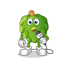 artichoke tv reporter cartoon. cartoon mascot vector