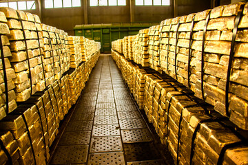 a lot of gold bars