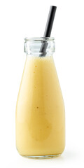 bottle of yellow smoothie