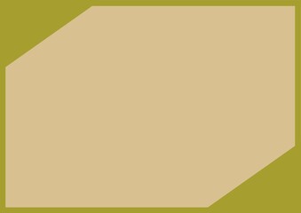 Fototapeta premium Green frame with two cut green corners and copy space on cream background