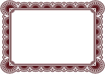 Decorated retro brown frame with white copy space in middle