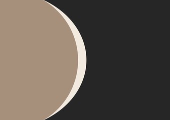 Beige semi circle with copy space white stripe on dark grey background