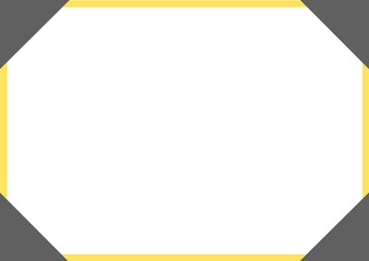 White blank copy space with four grey corners and a yellow frame