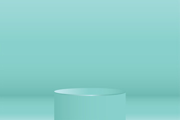 pastel green empty room studio gradient with podium inside vector background
