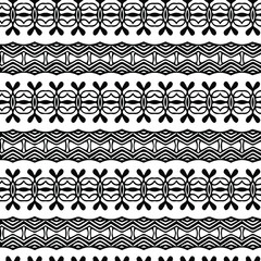 Geometric vector pattern with triangular elements. Seamless abstract ornament for wallpapers and backgrounds. Black and white patterns..