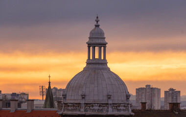 Colorful sunset in Zagreb Croatia