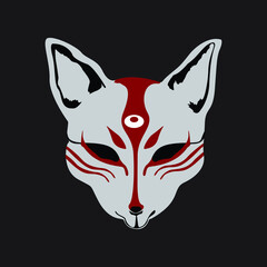 red fox head kitsune