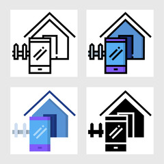 real estate with mobile phone icon vector design in filled, thin line, outline and flat style.