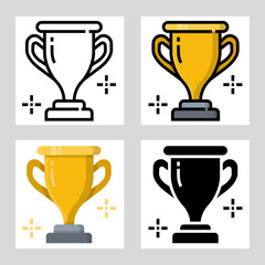 trophy icon vector design in filled, thin line, outline and flat style.