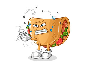 burrito swat the fly character. cartoon mascot vector