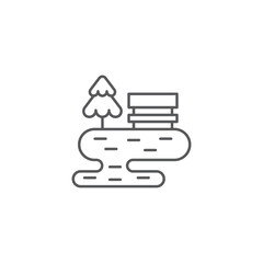 bench with tree and lake line icon linear style sign for mobile concept and web design park bench