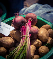 fresh Detroit red beets at a market 
