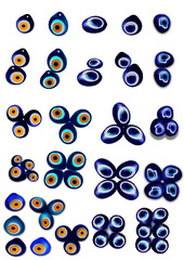 set of blue and white icons