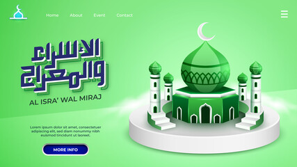 Isra Miraj Landing Page with Green Mosque Theme