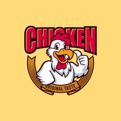 Chicken mascot logo vector. Chicken vector illustration. Organic farm vector logo design	
