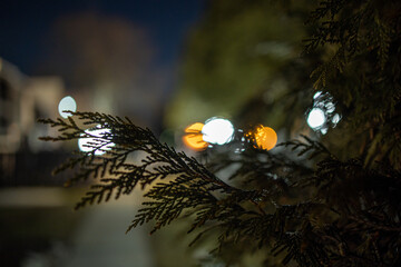 Bokeh effect with Street Lights, Headlights, and Traffic lights