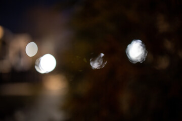 Bokeh effect with Street Lights, Headlights, and Traffic lights