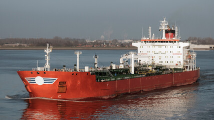 Oil tanker underway on the river Scheldt © I am from Mykolayiv