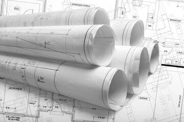 Drawing architecture or construction blueprint
