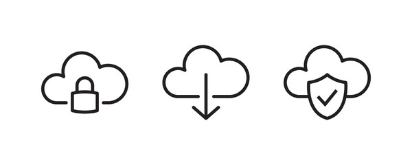 Cloud computing icon set. Vector graphic illustration. Suitable for website design, logo, app, template, and ui. 