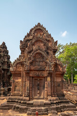 Banteay Srei Temple is an ancient temple in archaeological site in Cambodia.