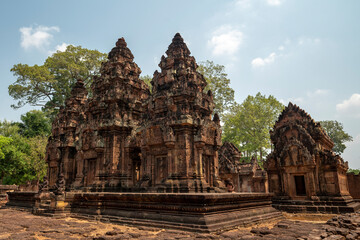 Fototapeta na wymiar Banteay Srei Temple is an ancient temple in archaeological site in Cambodia.