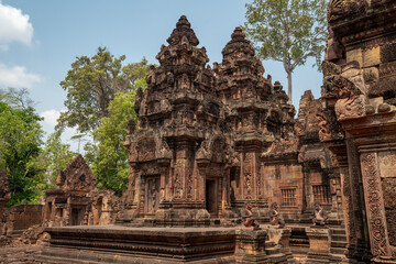 Naklejka premium Banteay Srei Temple is an ancient temple in archaeological site in Cambodia.