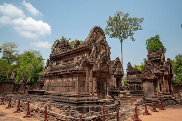 Banteay Srei Temple is an ancient temple in archaeological site in Cambodia.