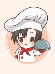 cute chef boy - cartoon art illustration (mascot)