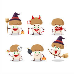 Halloween expression emoticons with cartoon character of champignon